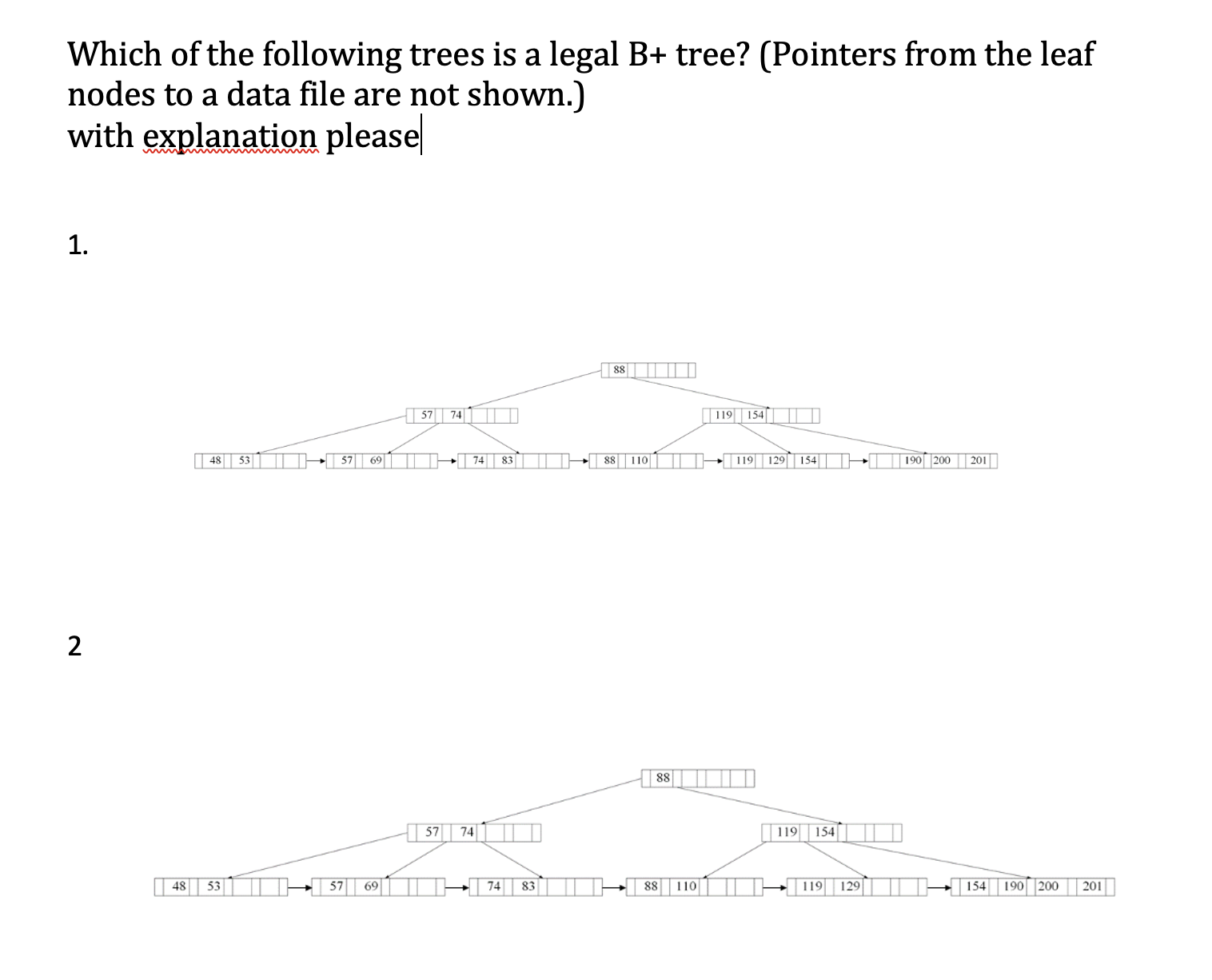 Solved Which of the following trees is a legal B+ tree? | Chegg.com