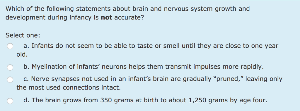 Solved Which of the following statements about brain and | Chegg.com