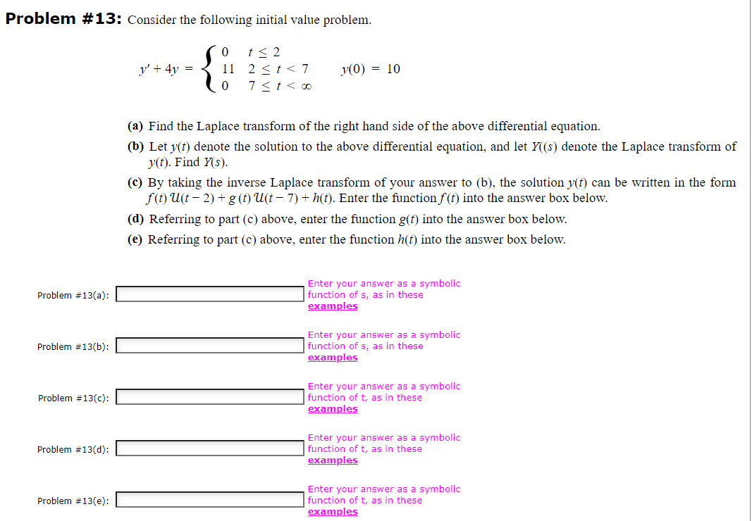 Solved Problem #13: Consider The Following Initial Value | Chegg.com