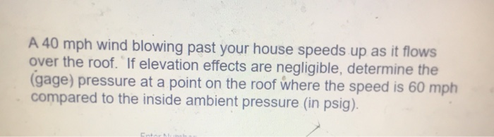 Solved A 40 mph wind blowing past your house speeds up as it | Chegg.com