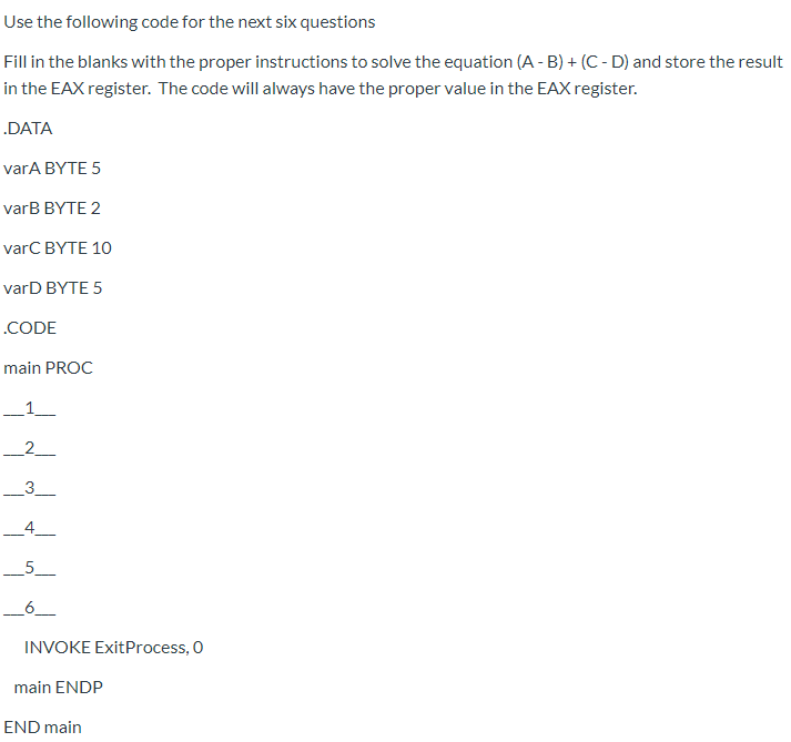 Solved Use the following code for the next six questions | Chegg.com