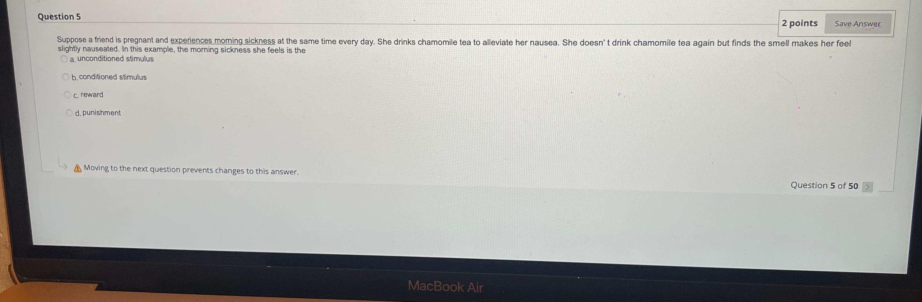 Solved slightly nauseated. In this example, the morning