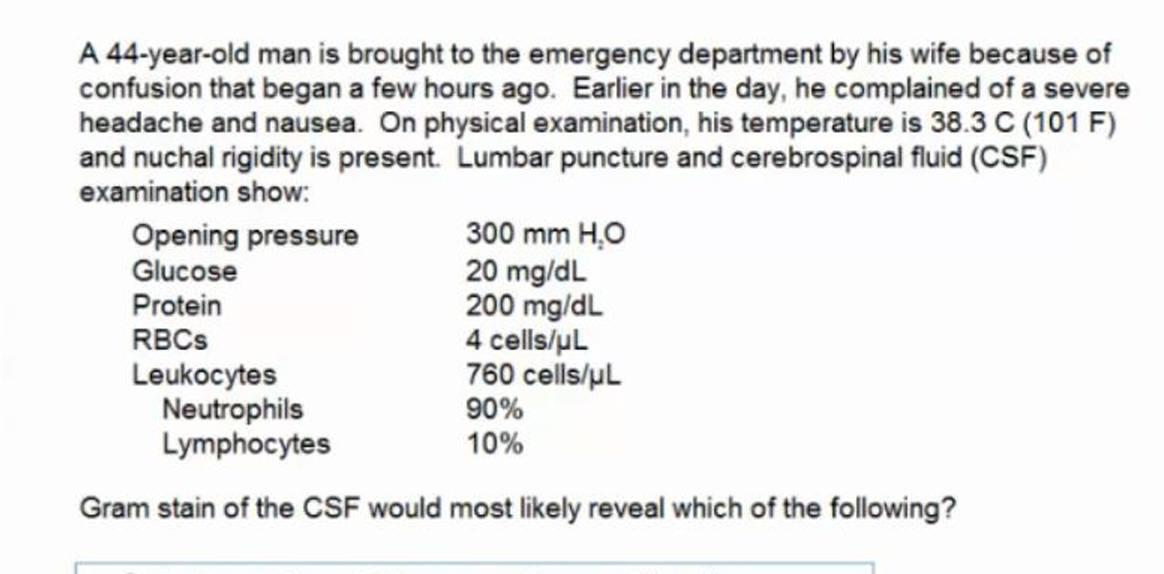 Solved A 44-year-old man is brought to the emergency | Chegg.com