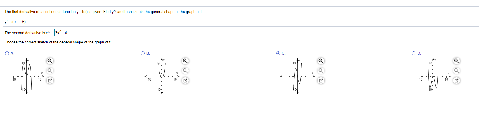 Solved The First Derivative Of A Continuous Function Y Chegg Com