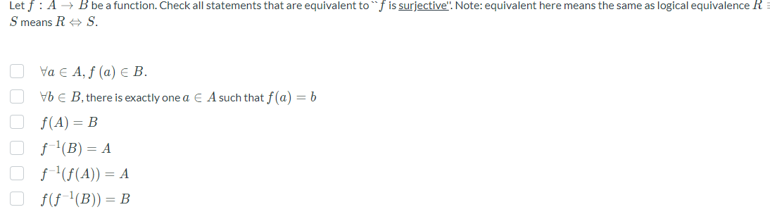 Solved Let F : A + B Be A Function. Check All Statements | Chegg.com