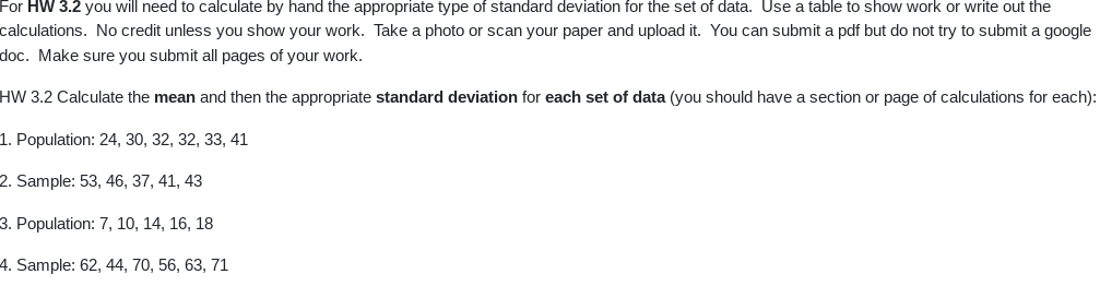Solved For HW 3.2 you will need to calculate by hand the | Chegg.com