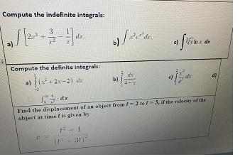 Solved Compute the indefinite integrals: 3 + dar a) ali | Chegg.com
