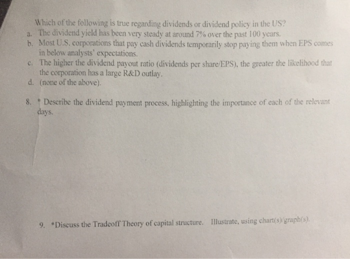 Which Of The Following Is True Concerning Dividends Solved Which of the following is true regarding dividends or | Chegg.com
