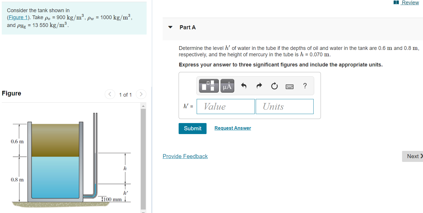 Solved Review Consider the tank shown in (Figure 1). Take po | Chegg.com
