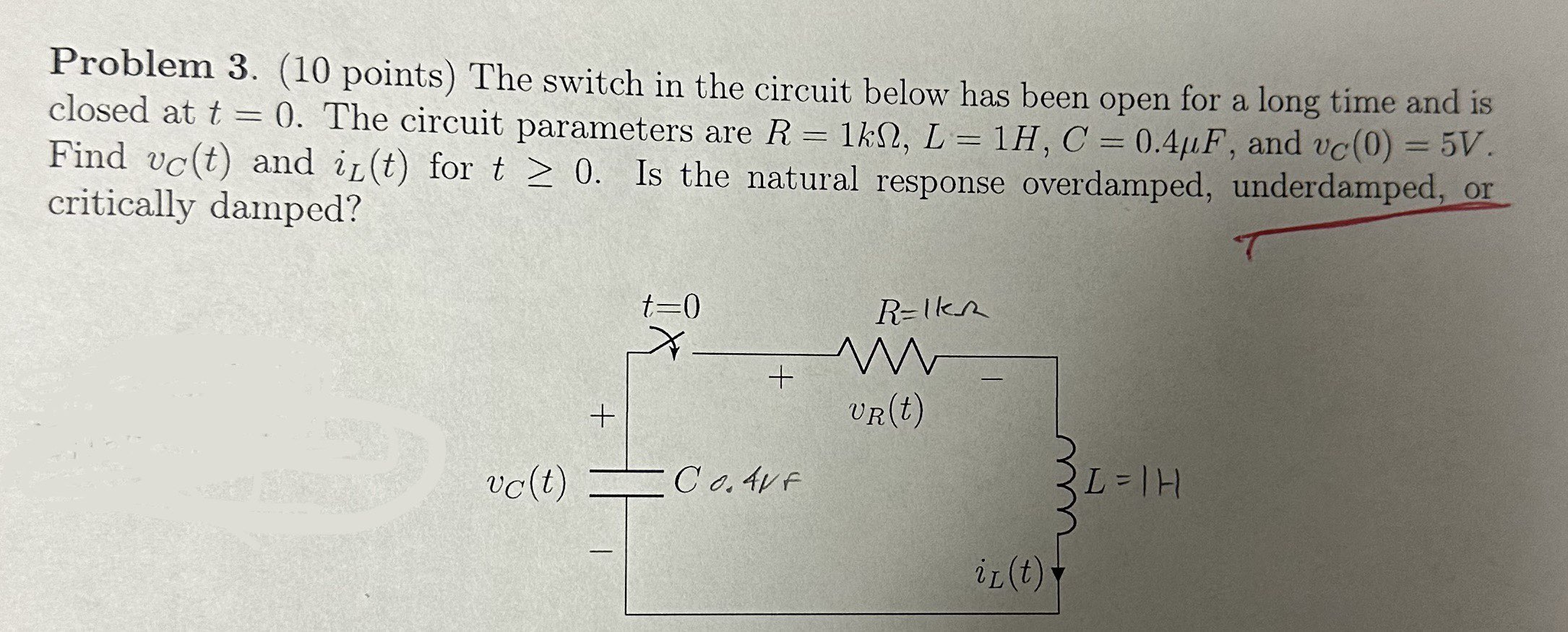 Solved Problem 3. (10 ﻿points) ﻿The switch in the circuit | Chegg.com