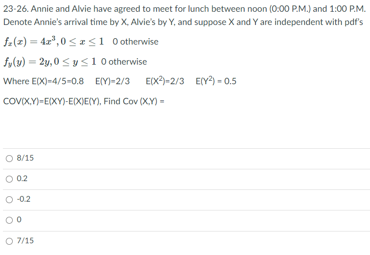 23 26 Annie And Alvie Have Agreed To Meet For Lunch Chegg Com