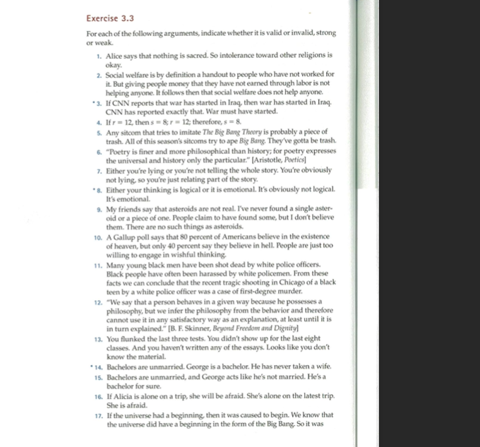 Answer all 17 questions with validd/invalid and then | Chegg.com