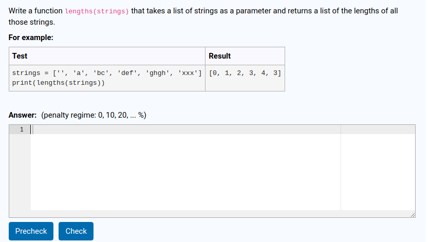 Solved Write a function lengths (strings) that takes a list | Chegg.com