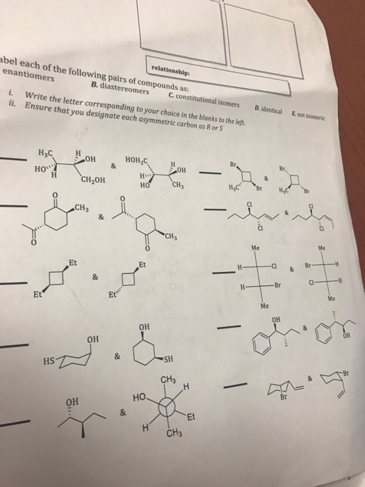 Solved Label each of the following pairs of compounds as A. | Chegg.com