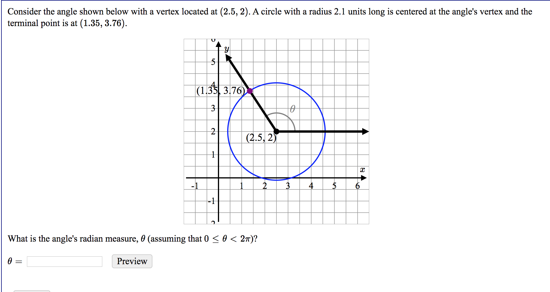 Solved Consider the angle shown below with a vertex located | Chegg.com