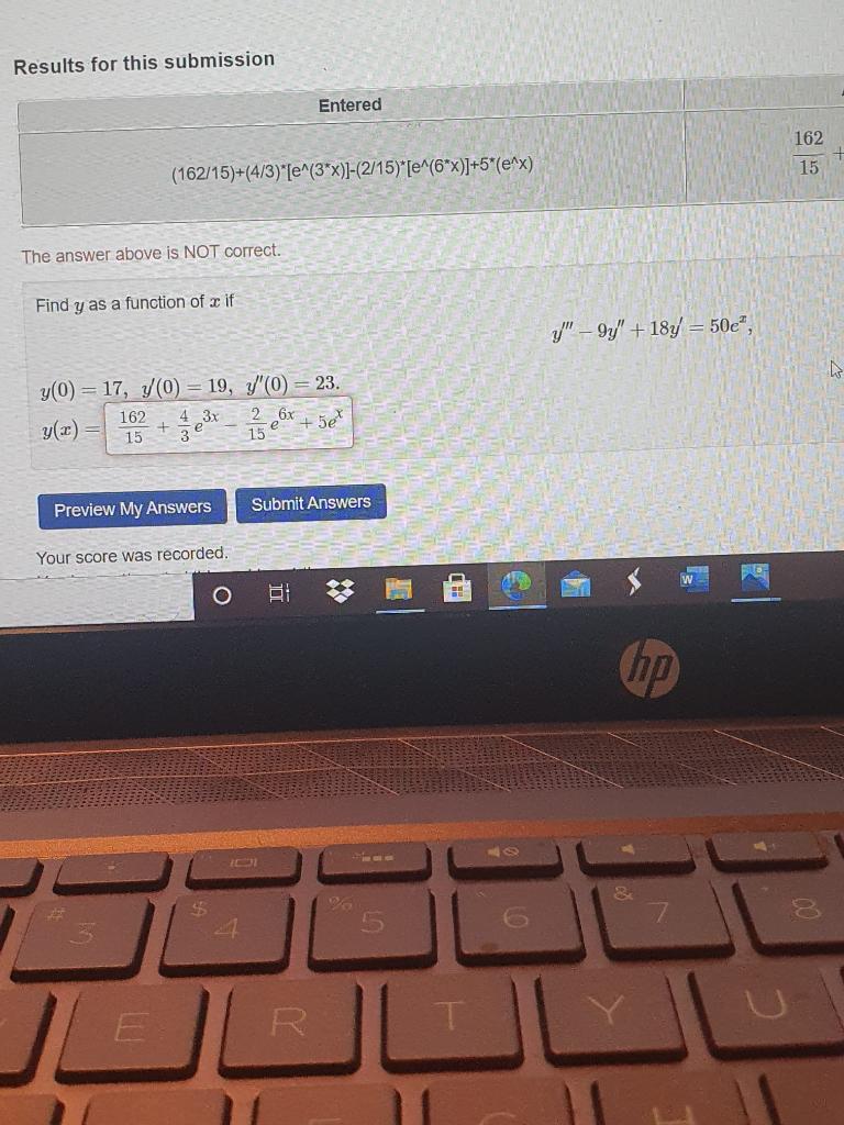 Solved Results for this submission Entered 162 | Chegg.com