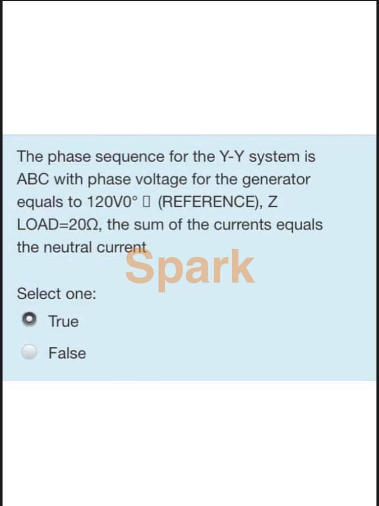 Solved The phase sequence for the Y-Y system is ABC with | Chegg.com
