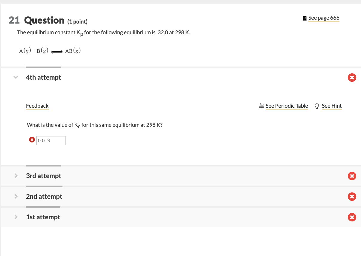 Solved e See page 666 21 Question (1 point) The equilibrium | Chegg.com