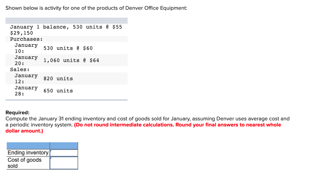 Solved Shown below is activity for one of the products of