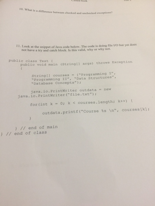 Solved 10. What is a difference between checked and 11. Look