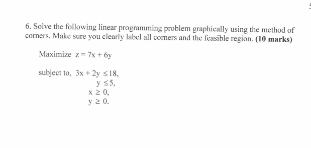 Solved 6. Solve The Following Linear Programming Problem | Chegg.com