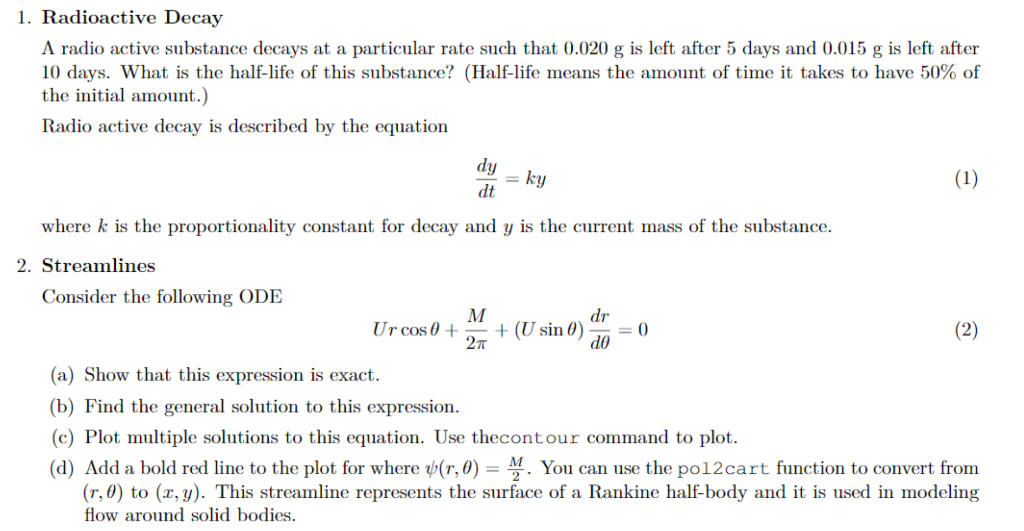 Solved 1.Radioactive DecayA radio active substance decays at