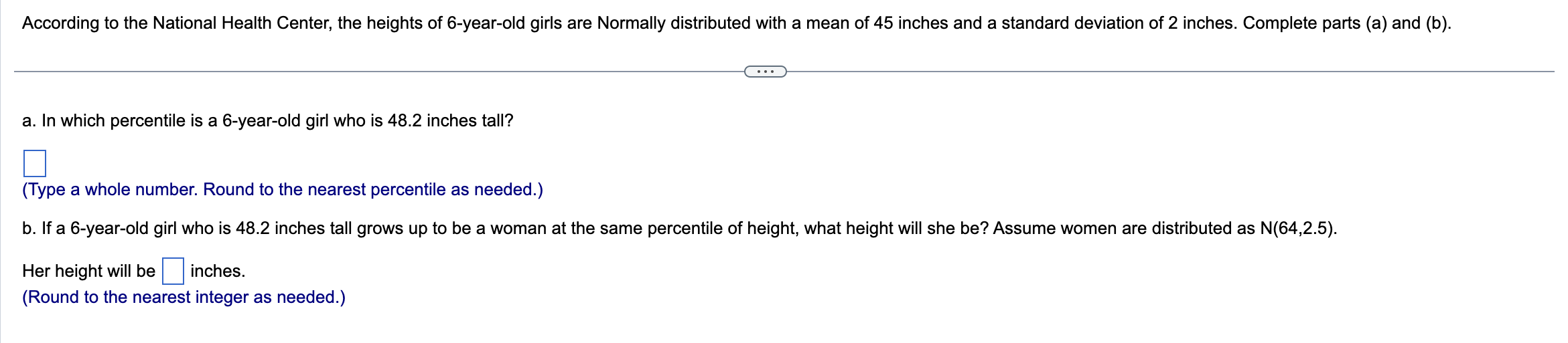 Solved According to the National Health Center, the heights | Chegg.com