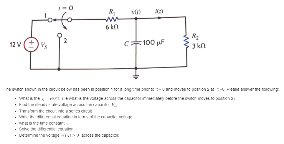 Solved The switch shown in the circuit below has been in | Chegg.com