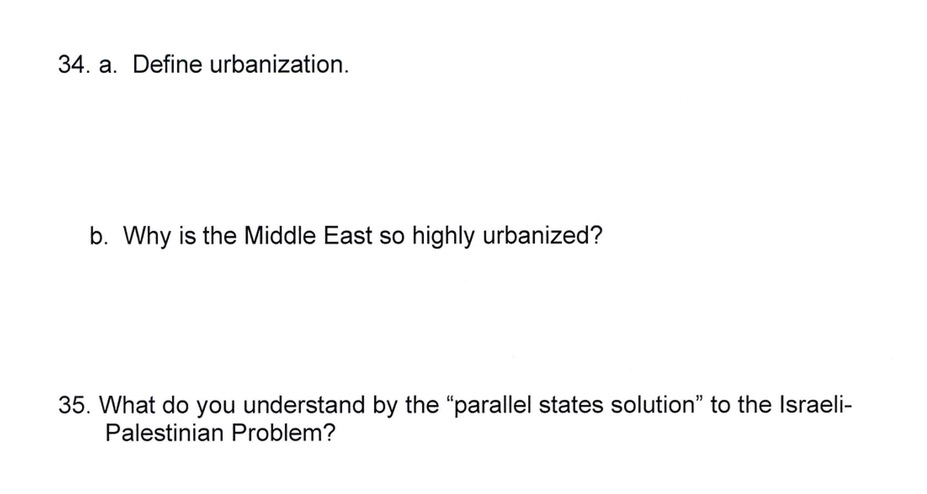 Solved 34. A. Define Urbanization. B. Why Is The Middle East | Chegg.com