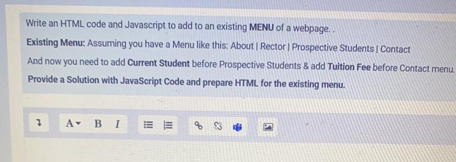 Solved Write an HTML code and Javascript to add to an | Chegg.com