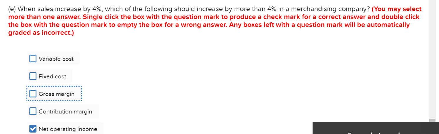 Solved (d) When sales increase by 4%, which of the following | Chegg.com