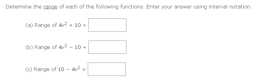 Solved Determine the range of each of the following | Chegg.com