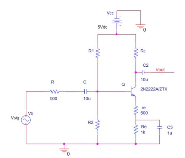 Solved Design the bypassed Common Emitter amplifier as shown | Chegg.com