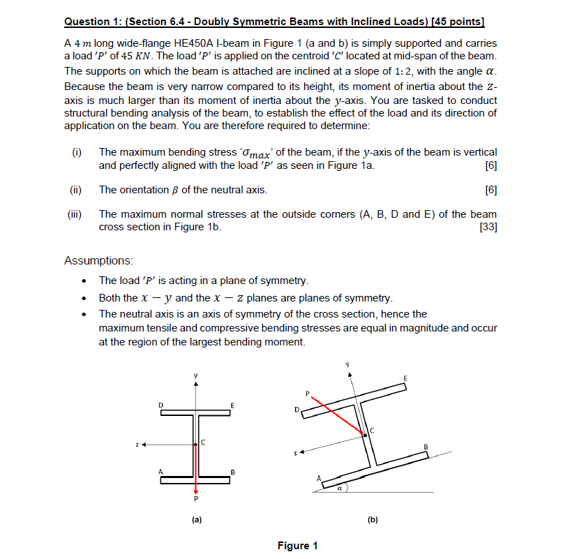 Question 1: (Section 6.4 - Doubly Symmetric Beams | Chegg.com