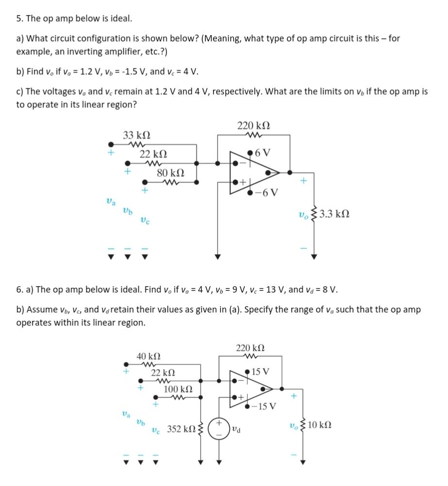 Solved 5. The op amp below is ideal. a) What circuit | Chegg.com