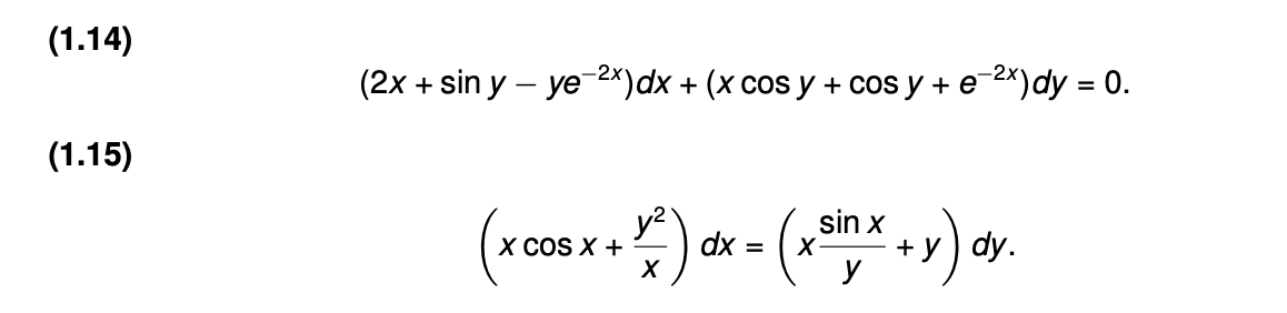 Solved (2x+siny−ye−2x)dx+(xcosy+cosy+e−2x)dy=0 | Chegg.com