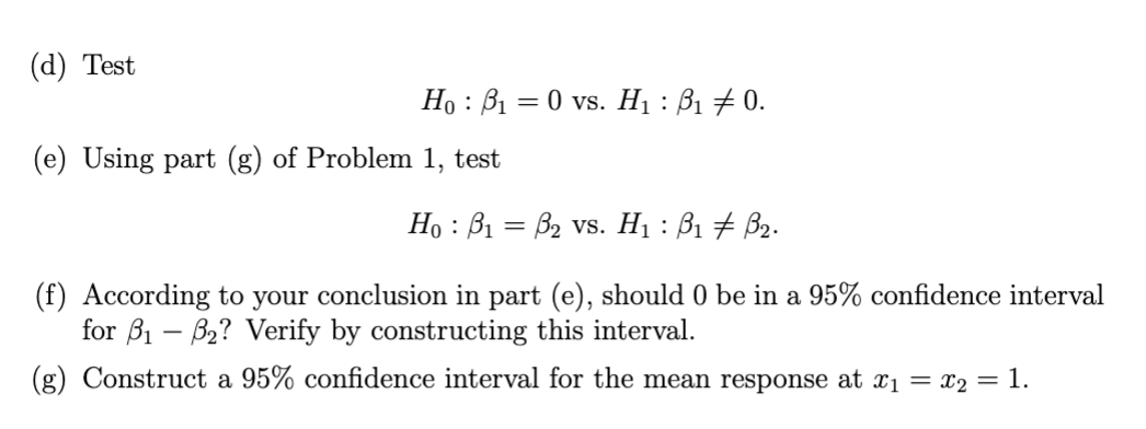 Solved 2. We fit the linear regression model (1) to the | Chegg.com