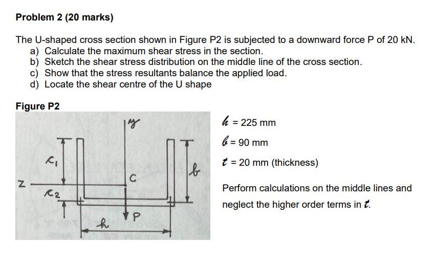 Solved Problem 2 (20 marks) The U-shaped cross section shown | Chegg.com