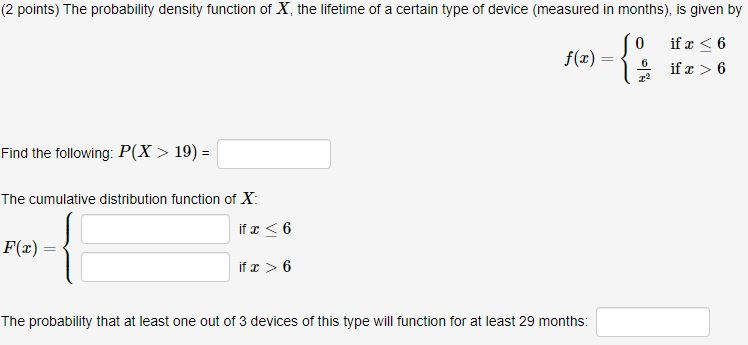 Solved (2 points) The probability density function of X, the | Chegg.com