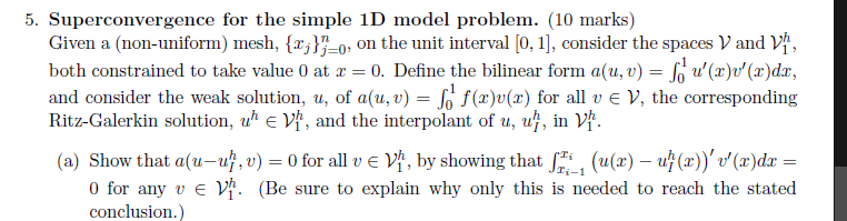 5. Superconvergence for the simple 1D model problem. | Chegg.com
