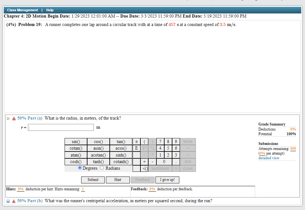 Solved (4\) Problem 19 A runner completes one lap around a