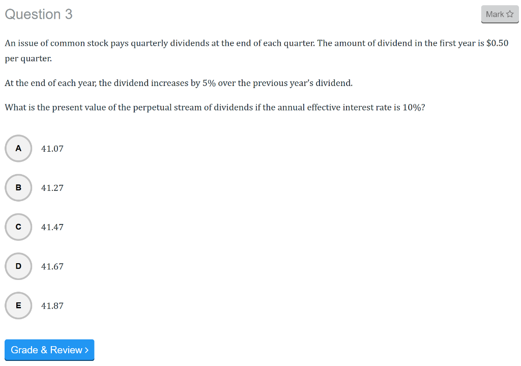 Solved Question 3 Mark → An issue of common stock pays