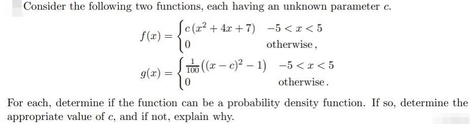 Solved Consider the following two functions, each having an | Chegg.com