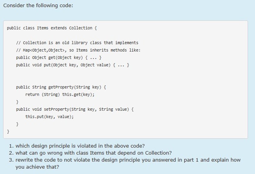 Solved Consider the following code:public class Items | Chegg.com