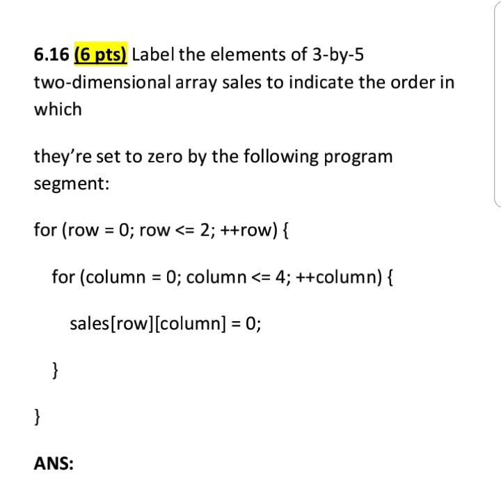 Solved 6.16 (6 pts) Label the elements of 3-by-5 | Chegg.com