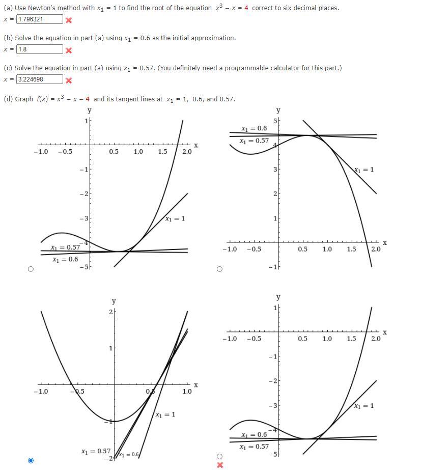 Solved A Use Newtons Method With X1 1 To Find The Root