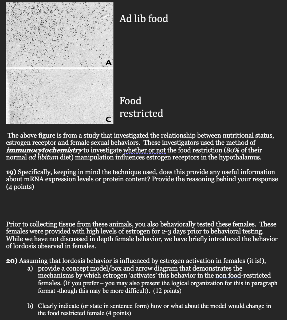 Solved Ad lib food Food restricted с The above figure is | Chegg.com