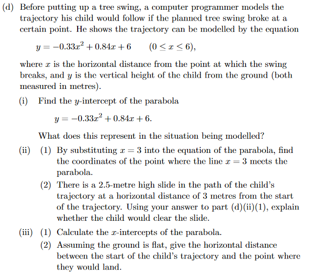 Solved (d) Before putting up a tree swing, a computer | Chegg.com