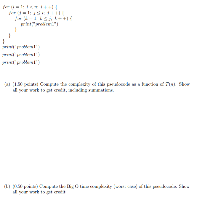 Solved for (i = 1; i | Chegg.com