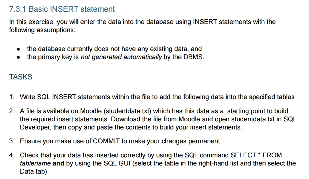 Solved 7.2 CREATing tables Using the data model from the | Chegg.com